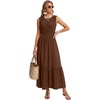 image:imageLYANER Womens Round Neck Sleeveless Long DressBrown