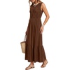 image:imageLYANER Womens Round Neck Sleeveless Long DressBrown