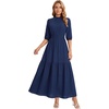image:imageLYANER Womens Ruched Flowy Wedding Guest Long DressDark Blue