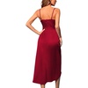 image:imageLYANER Womens Satin Cowl Neck Sleeveless Split Ruch Strap Sexy Cocktail Midi DressDark Red