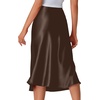 image:imageLYANER Womens Satin Silky Midi SkirtTan