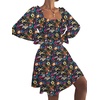 image:imageLYANER Womens Shirred Party Mini DressBlack Floral Print
