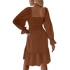 image:imageLYANER Womens Shirred Party Mini DressDark Brown