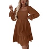 image:imageLYANER Womens Shirred Party Mini DressDark Brown