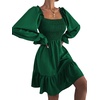 image:imageLYANER Womens Shirred Party Mini DressGreen