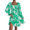 image:imageLYANER Womens Shirred Party Mini DressGreen Print
