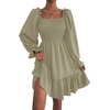 image:imageLYANER Womens Shirred Party Mini DressLight Green
