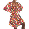 image:imageLYANER Womens Shirred Party Mini DressRose Red Orange