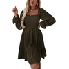image:imageLYANER Womens Shirred Party Mini DressSolid Army Green