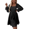 image:imageLYANER Womens Shirred Party Mini DressSolid Black