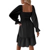 image:imageLYANER Womens Shirred Party Mini DressSolid Black