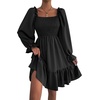 image:imageLYANER Womens Shirred Party Mini DressSolid Black