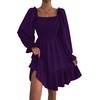image:imageLYANER Womens Shirred Party Mini DressSolid Dark Purple