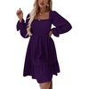 image:imageLYANER Womens Shirred Party Mini DressSolid Dark Purple