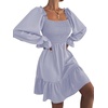 image:imageLYANER Womens Shirred Party Mini DressSolid Light Blue