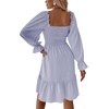 image:imageLYANER Womens Shirred Party Mini DressSolid Light Blue