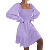 image:imageLYANER Womens Shirred Party Mini DressSolid Light Purple