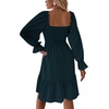image:imageLYANER Womens Shirred Party Mini DressSolid Teal Blue