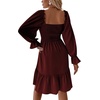 image:imageLYANER Womens Shirred Party Mini DressSolid Wine Red
