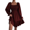 image:imageLYANER Womens Shirred Party Mini DressSolid Wine Red