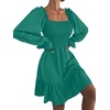 image:imageLYANER Womens Shirred Party Mini DressTurquoise