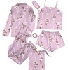 image:imageLYANER Womens Silky Satin Pajamas SetFloral Lavender