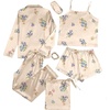 image:imageLYANER Womens Silky Satin Pajamas SetFloral Multicolored