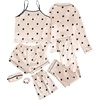 image:imageLYANER Womens Silky Satin Pajamas SetPolka Dots Beige