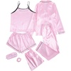 image:imageLYANER Womens Silky Satin Pajamas SetStriped Pink
