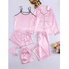 image:imageLYANER Womens Silky Satin Pajamas SetStriped Pink