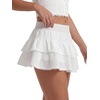 image:imageLYANER Womens Smocked Layered Boho Mini SkirtsWhite