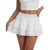 image:imageLYANER Womens Smocked Layered Boho Mini SkirtsWhite