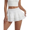 image:imageLYANER Womens Smocked Layered Boho Mini SkirtsWhite