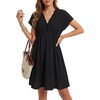image:imageLYANER Womens Smocked Ruffle Casual Mini DressBlack