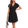image:imageLYANER Womens Smocked Ruffle Casual Mini DressBlack