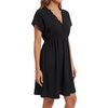 image:imageLYANER Womens Smocked Ruffle Casual Mini DressBlack