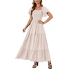 image:imageLYANER Womens Square Neck Midi DressDark Beige