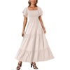 image:imageLYANER Womens Square Neck Midi DressDark Beige