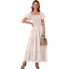 image:imageLYANER Womens Square Neck Midi DressDark Beige