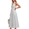 image:imageLYANER Womens Striped Pleated Casual Long DressGray