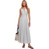 image:imageLYANER Womens Striped Pleated Casual Long DressGray