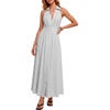 image:imageLYANER Womens Striped Pleated Casual Long DressGray