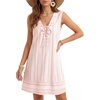 image:imageLYANER Womens Striped Tie Front Casual Mini DressPink