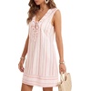 image:imageLYANER Womens Striped Tie Front Casual Mini DressPink