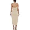 image:imageLYANER Womens Summer V Neck Ruched Wrap Slit Spaghetti Strap Midi Cocktail Wedding Guest DressBeige