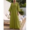 image:imageLYANER Womens Wrap V Neck Casual Maxi DressGreen