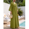image:imageLYANER Womens Wrap V Neck Casual Maxi DressGreen