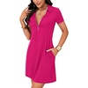 image:imageLYANER Womens Zipper Front Casual Mini DressRose Red