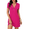 image:imageLYANER Womens Zipper Front Casual Mini DressRose Red