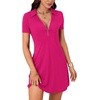 image:imageLYANER Womens Zipper Front Casual Mini DressRose Red